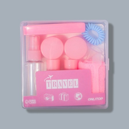 Storage set, in case, 9 objects, transparent/pink color-13