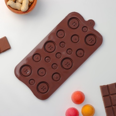 Form for jewelry of the share "buttons", silicone, 20.5 × 10 cm, 19 cells, brown color-2