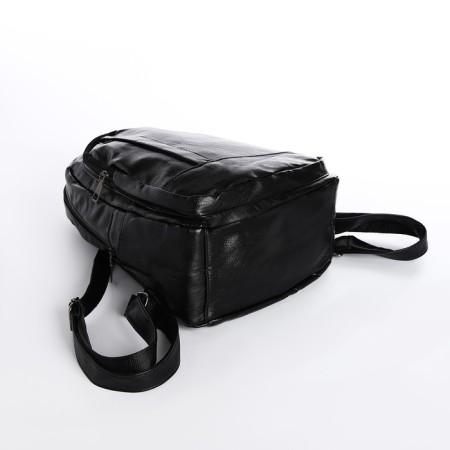 Women's backpack made of artificial leather with lightning, black color-2