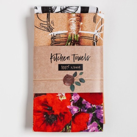 Gift set of kitchen towels “March 8: Spring holiday” 35x60 cm - 2 pcs.-5