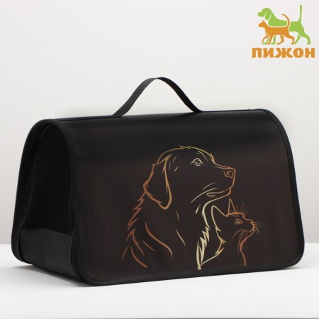 Bag - Frame Animal Carriage, 45 x 25 x 30 cm Black with animals