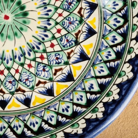 Plate of the Rishtan ceramics "Flowers", 26 cm, blue mix-2