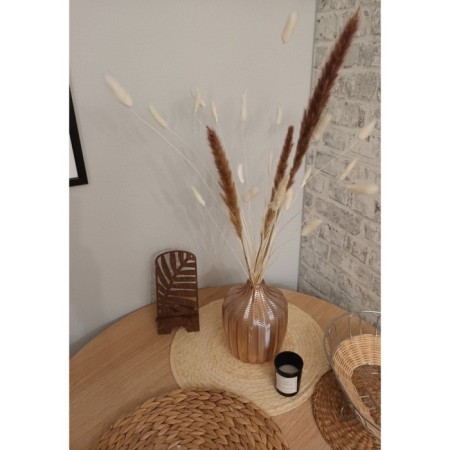 Decorative glass vase, 140 × 140 × 190 mm, beige color-2