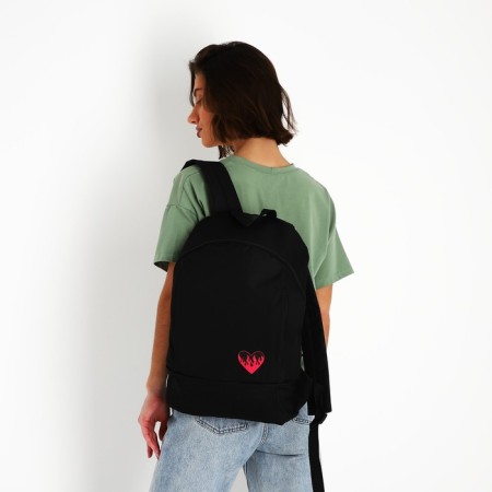 School textile “heart”, 46x30x10 cm, vertical pocket, black color-11