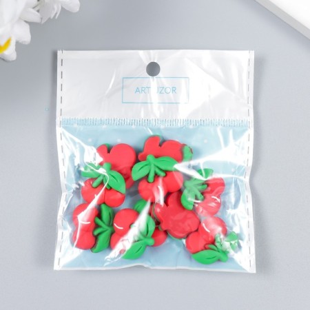 Decor for creativity plastic "Two cherries" 2x1.5 cm-3