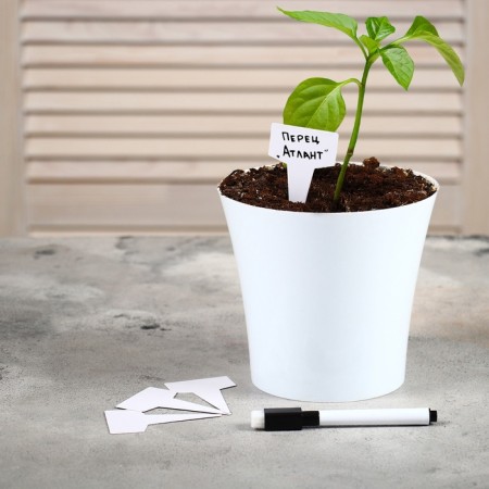 Garden signs for marking, 7 cm, set 20 pcs., Marker, plastic, white, Greengo-5