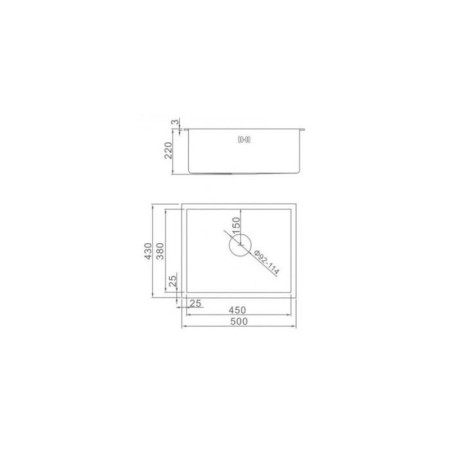 Kitchen sink Aflorn AF95043F, Sredal, S = 3.0 and 0.8 mm, 50x43x20 cm, siphon, graphite-8