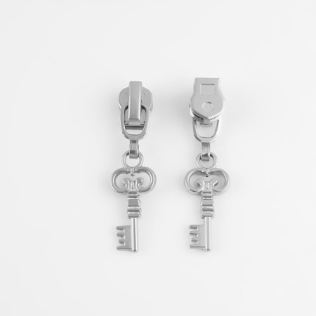 Automatic castle for metal zippers, No. 3, decorative, 10 pcs, Nickel color-2