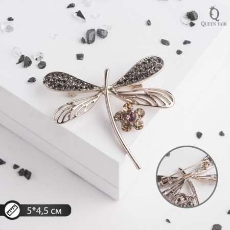 Book "Dragonfly" with a flower, the color is gray-brown in coffee gold