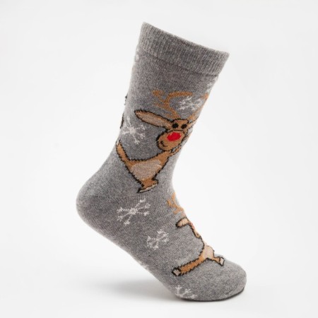 Women's socks with Angora "Dancing Deer", gray color, size 36-40