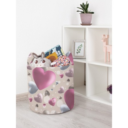 Basket for toys "Volumetric hearts, size 35x35 cm