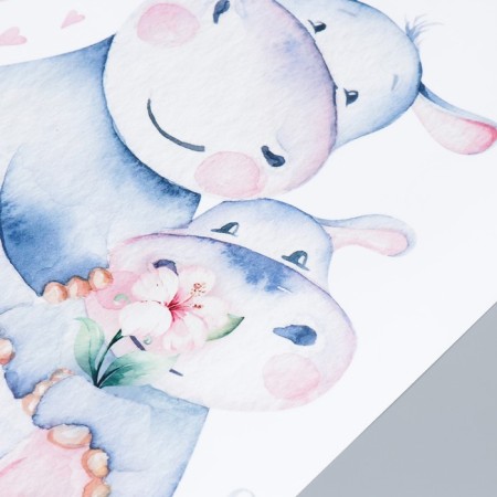 Sticker Plastic Interior color "Cute Hippo" 30x90 cm-2