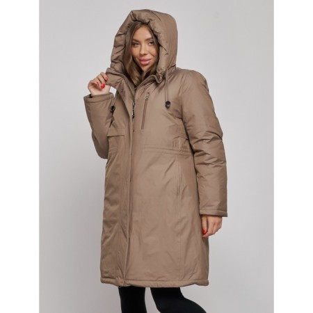 Coat insulated winter female, size 44, brown color-5