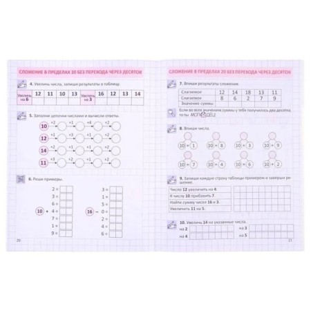 The simulator in an oral account is within 10 and 20. Grade 1. Addition and subtraction without transition through a dozen. Fedoskina O.-1