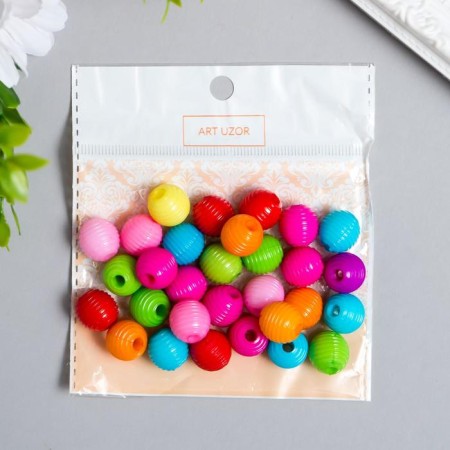 Beads for creativity plastic "Ribbed" set of 30 pcs 1.2x1.2 cm-4