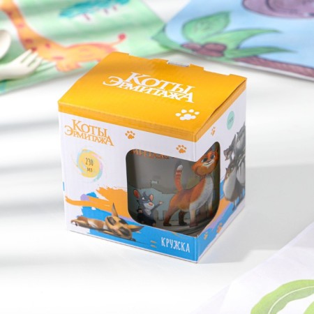 Mug "Cats of the Hermitage", 230 ml, glass, in gift packaging-4