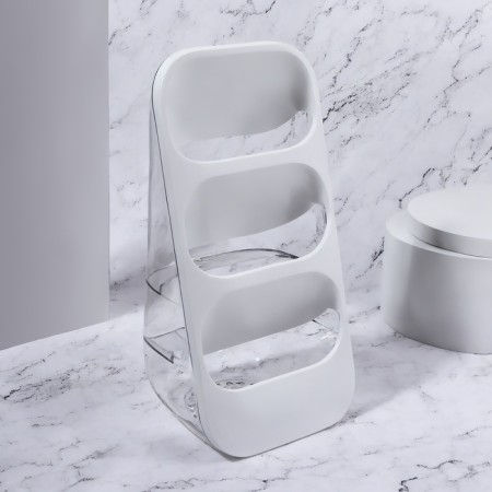 Organizer for storing cosmetic supplies, 3 sections, 16.2 × 13.5 × 33.5 cm, white/transparent color-2