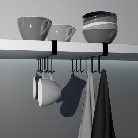 Kitchen holder suspended for 6 objects of the share, 1.5 × 26 × 7 cm, black color-4