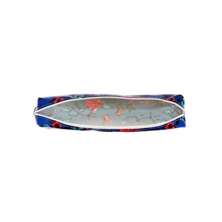 School Penal on a zipper blue flowers-3