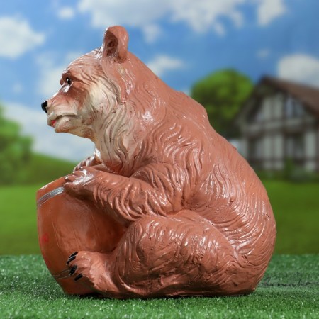 Garden figure "Bear with a barrel" brown 27x24x28cm-1