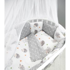 A set in a crib 15 objects 3+12 pillows-bortions, print Print Ezhik, white-gray color 710932