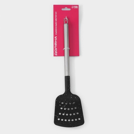 Spatula Culinary Dolyana "Fernan", 33 cm, with slots, black color-7