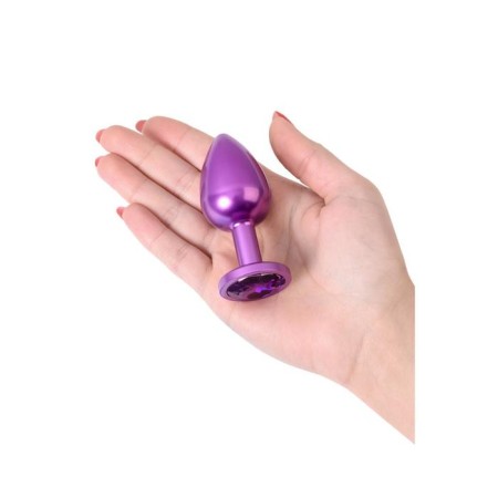 Anal plug with the Toyfa Metal rhinestone, purple, amethyst, 8.2 cm, d = 3.4 cm-3