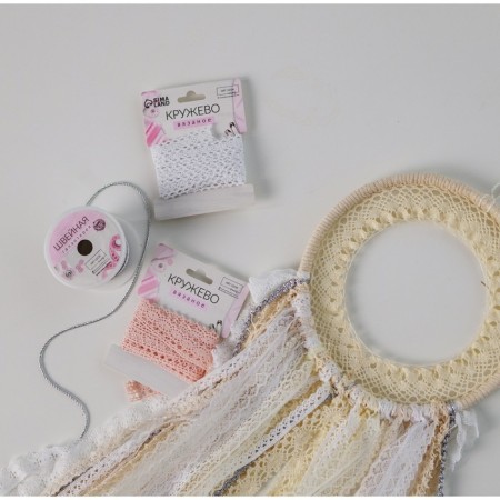 Knitted lace, 25 mm × 15 ± 1 m, beige color-2