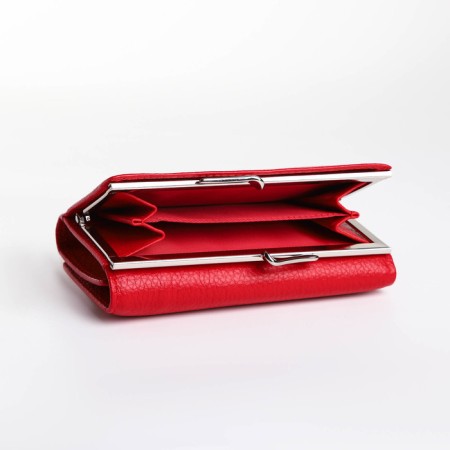 Women's wallet on the button, red color-3