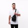 Male sling bag from textiles, headphone opening, black color