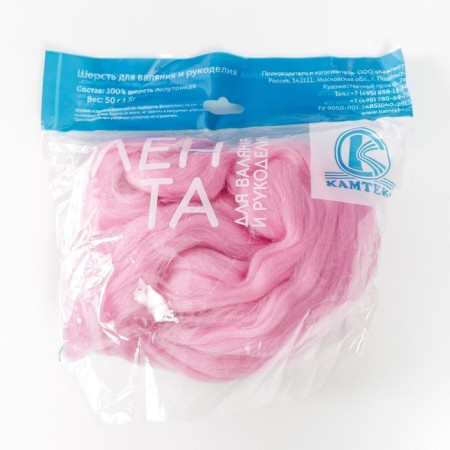 Fasting wool 100% half -toned wool 50 g (056, pink)-2