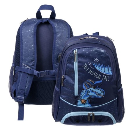 School backpack 42 x 29 x 12 cm, ergonomic back, laptop department, Hatber Sreet "My friend Dino", blue