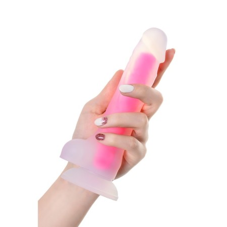 Phalloimitator, glowing in the dark, silicone, transparent pink, 18 cm-5