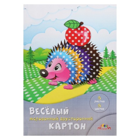 Cardboard of color two -way A4, 6 sheets, 6 colors "chamomile", 200 g/m², with a pattern-16