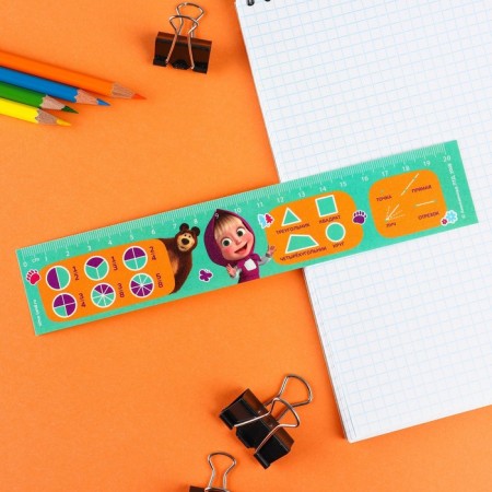 Plastic plastic lineup 20 cm, "reference material geometry" Masha and the bear, flexible-3