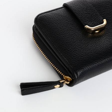Women's wallet on the button, black color-2