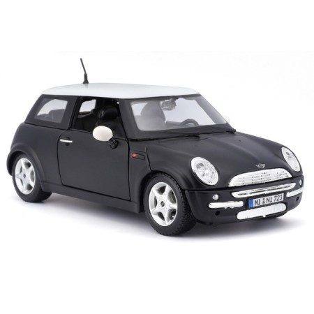 MASTO DIE-CAST Mini Cooper, opening doors, 1:24, black color with a white roof-1