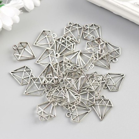 Decor for creativity Metal "Diamond" silver 1.9x1.6 cm-2