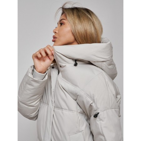 Coat insulated winter female, size 50, light-gray color-15