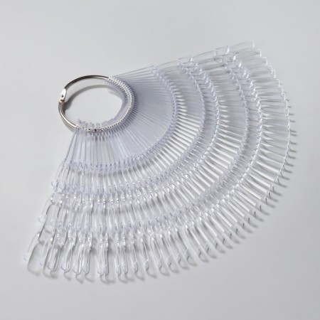 Palette for varnishes on the ring, square shape, 50 pcs 3 nails, transparent color-4