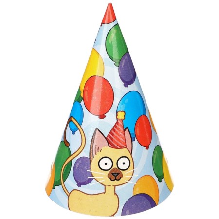 Set of paper caps, 6 people "Happy Birthday", blue tractor-3