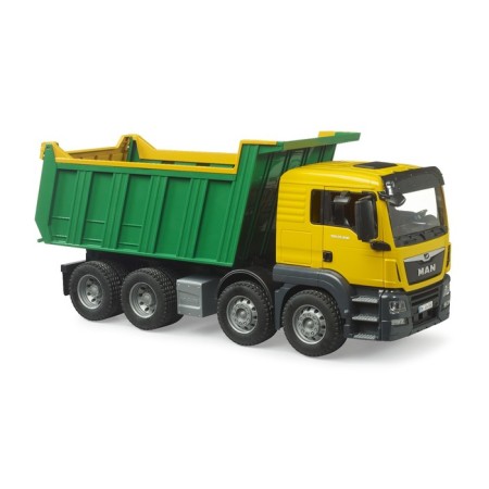 Bruder Mercedes dump truck, green color with yellow-1