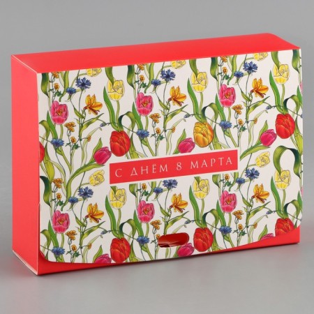 Gift folding box, packaging, “March 8”, 16.5 x 12.5 x 5 cm, without tape-1