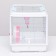 A cage for rodents with a plastic fortification of 47 x 30 x 32 cm, white