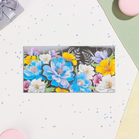 Money envelope "Universal" embossing, blue flower, 16.5x8.5 cm-1