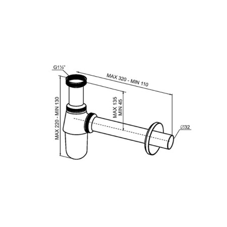 Siphon for the LEDEME L80 shell, D = 32 mm, metal, chrome-1