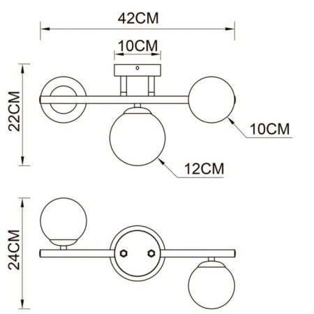 Ceiling chandelier Arte Lamp Gemini A2243PL-3PB, G9, 3x33 W, 24x42x22 cm, copper, black-5
