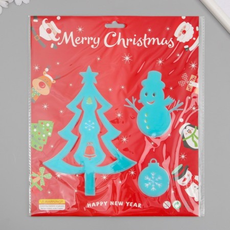 Stick phosphorus plastic "Christmas tree and snowman" set 3 pcs 28.5x23.5 cm-4