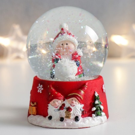 Souvenir Polystone Water Ball "Baby with Snow Comple" 7x6.7x8.8 cm-5