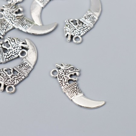 Decor for creativity Metal "Dragon Fang" silver G208B831 2.9x1.3 cm-1